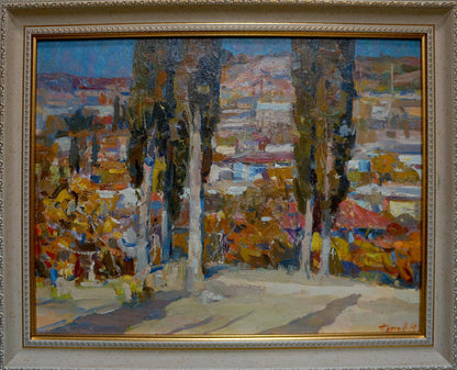 Oil painting Warm day by Yuri Popov in ornate gold frame