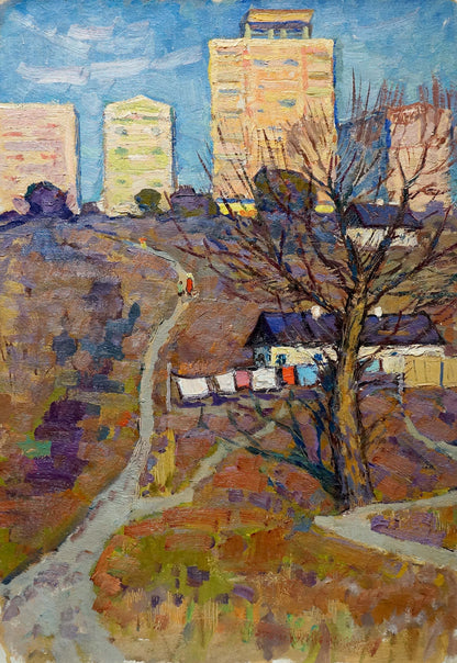 Vibrant impressionistic oil painting Spring by Ruban Grigory Savelievich, rural landscape