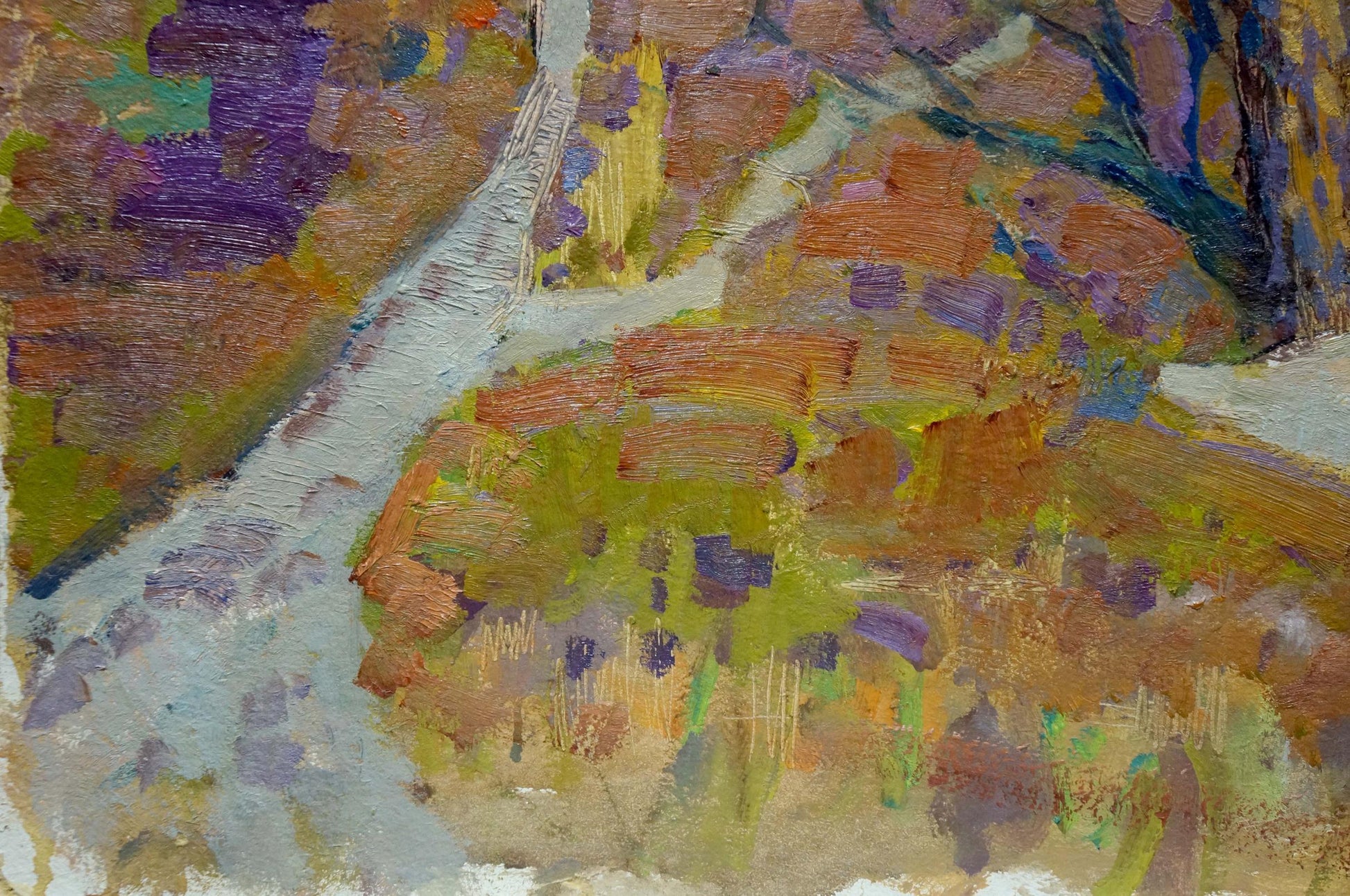 Oil painting Spring by Ruban Grigory Savelievich textured river scene