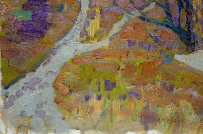 Oil painting Spring by Ruban Grigory Savelievich textured river scene