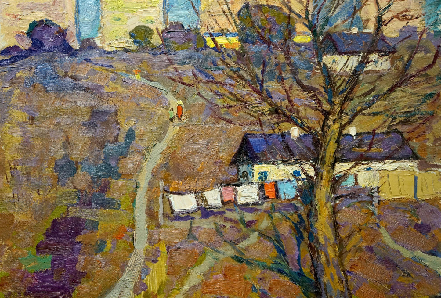 Oil painting Spring by Ruban Grigory Savelievich, impressionistic rural landscape