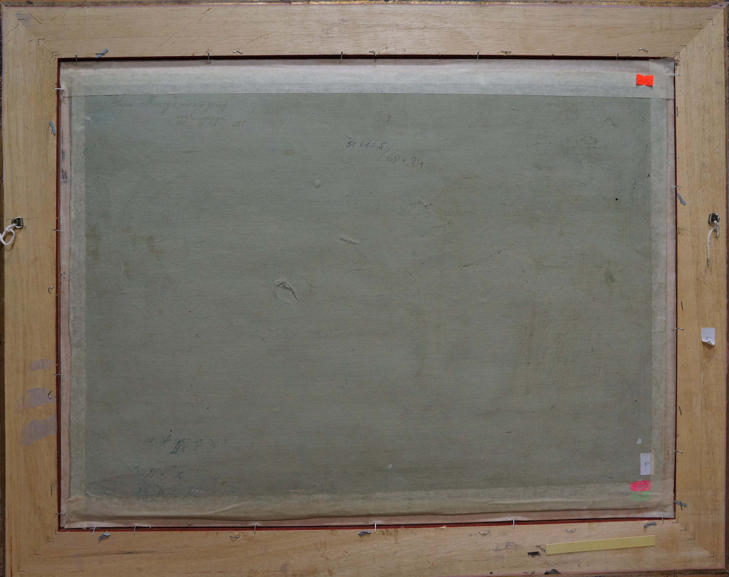 Back of framed oil painting Mountain landscape by Sidoruk Vladimir Fedorovich
