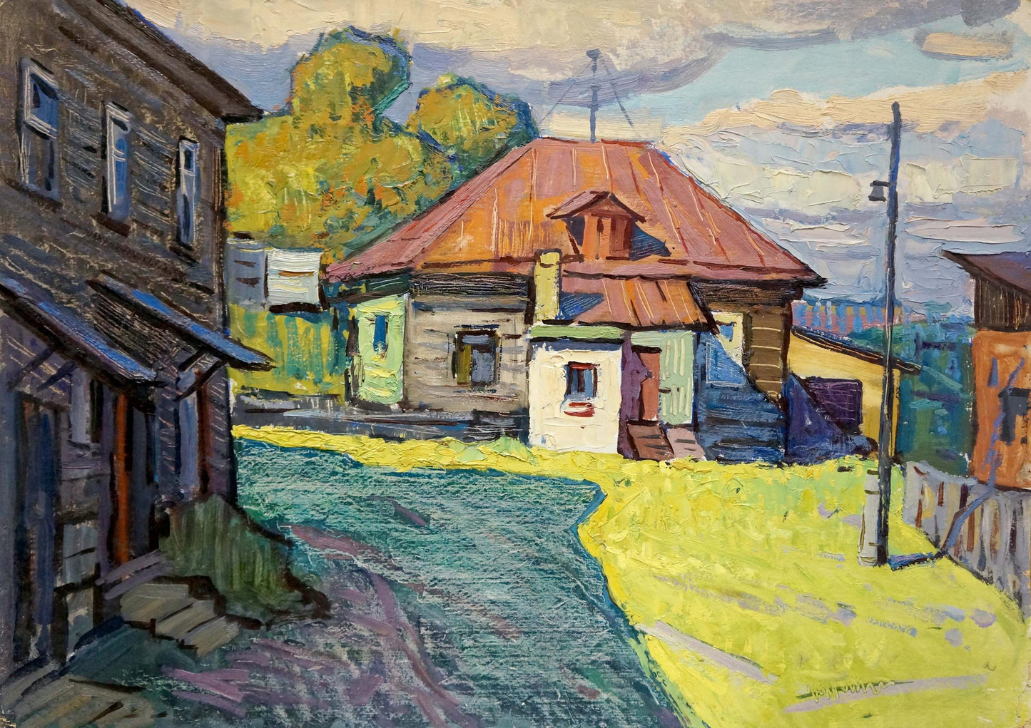 Oil painting Country courtyard in summer by Ruban Grigory Savelievich