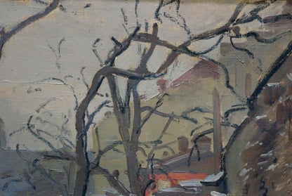 Oil painting Road to the Park by Kisel Ivan Gordeevich, textured dark tree branches