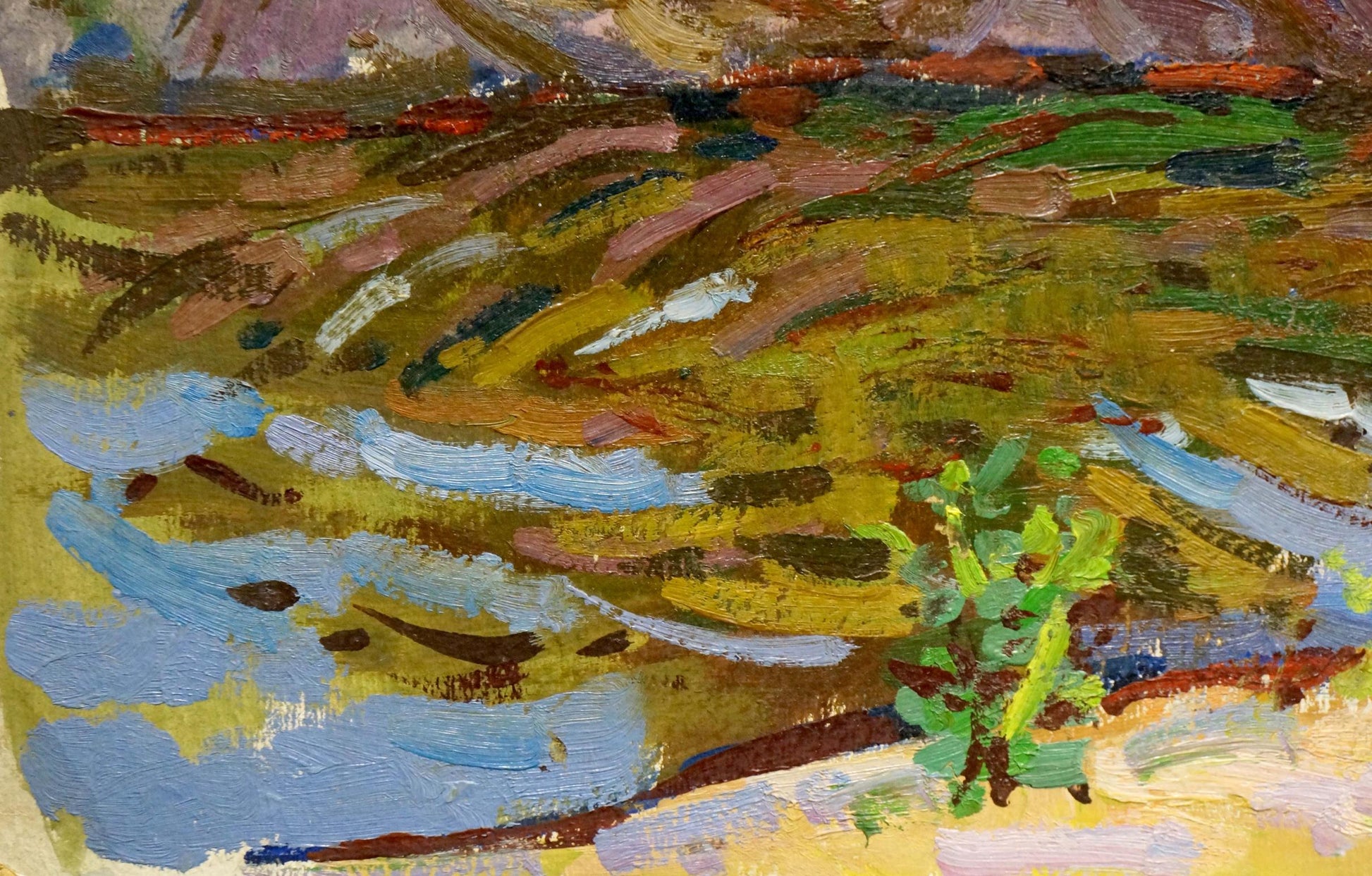 Vibrant impressionist oil painting The river flooded the forest by Grigory Ruban