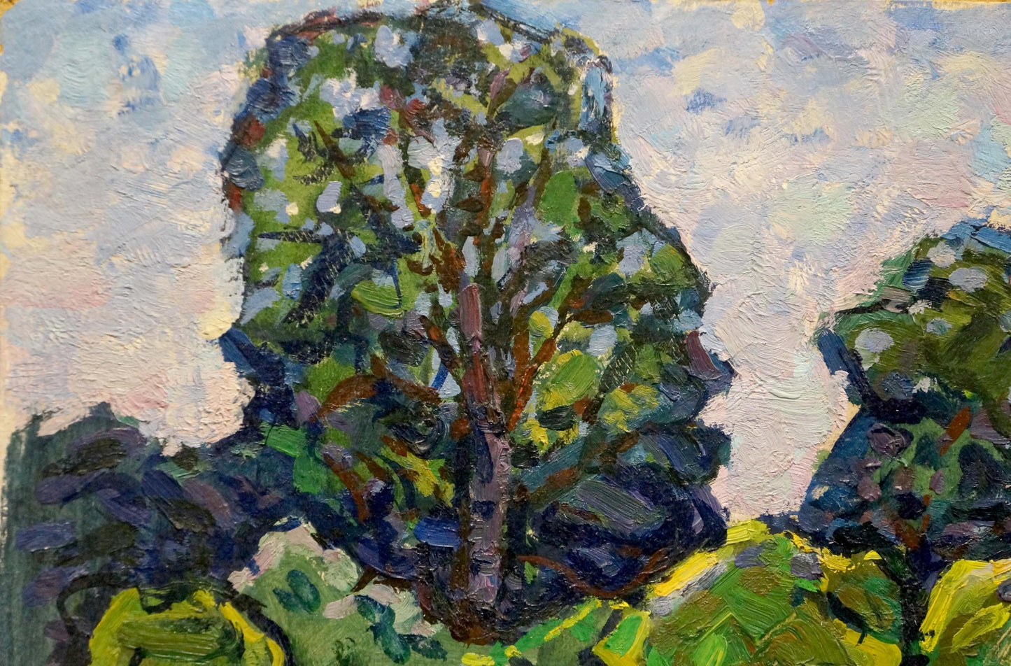 Impressionistic lush tree in flooded forest oil painting by Grigory Ruban