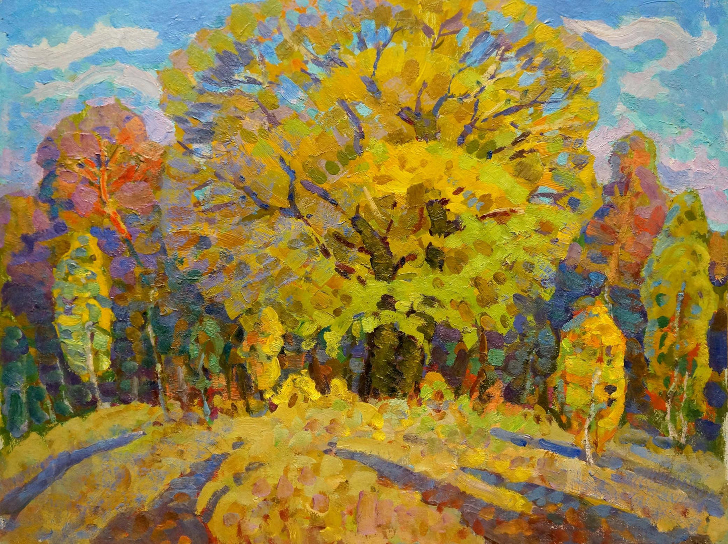 Vibrant impressionist oil painting Autumn oak by Ruban Grigory Savelievich