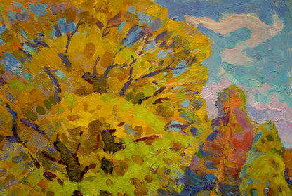 Vibrant impressionistic oil painting Autumn oak by Ruban Grigory Savelievich