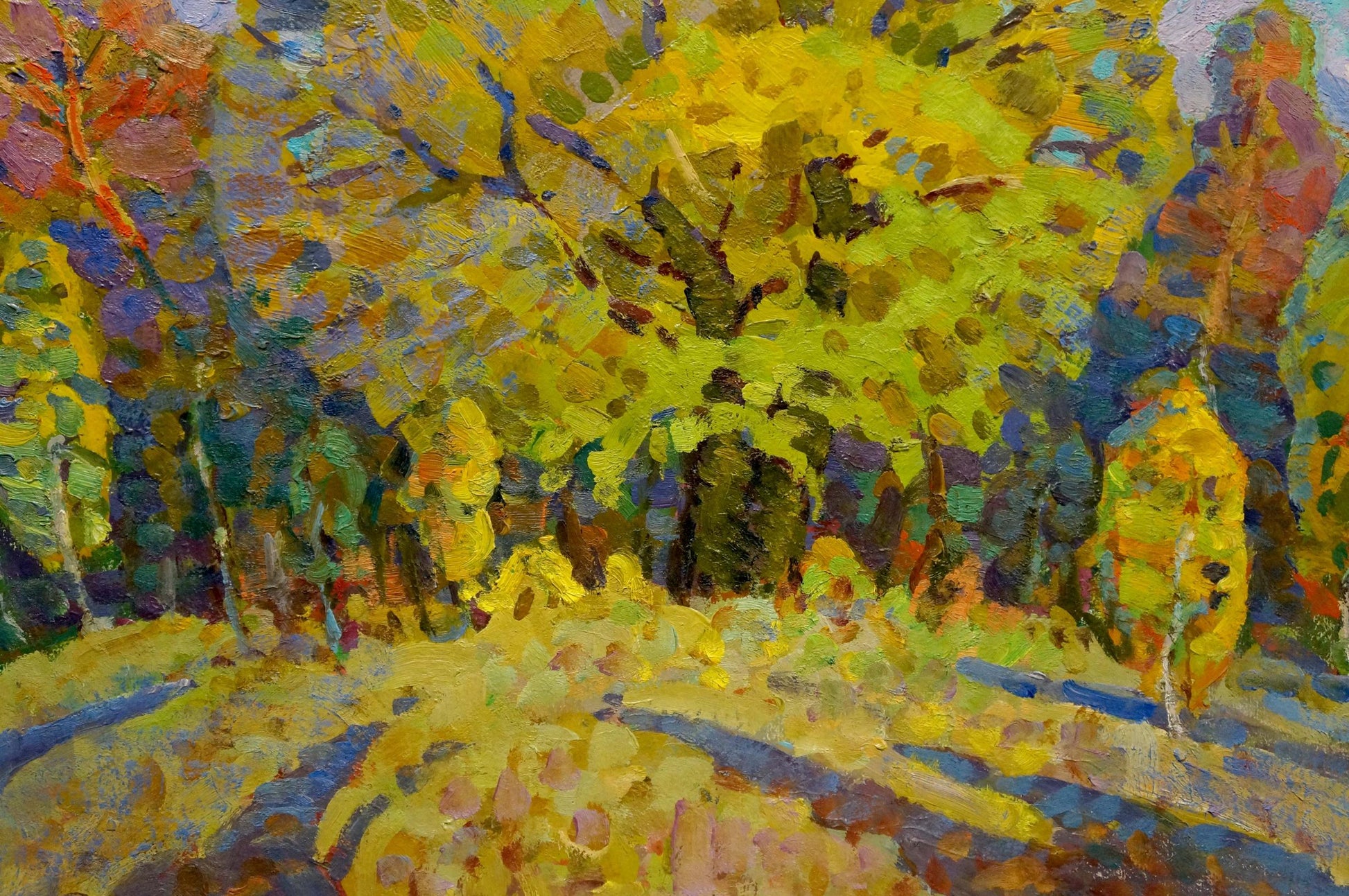 Vibrant impressionist oil painting Autumn oak by Ruban Grigory Savelievich
