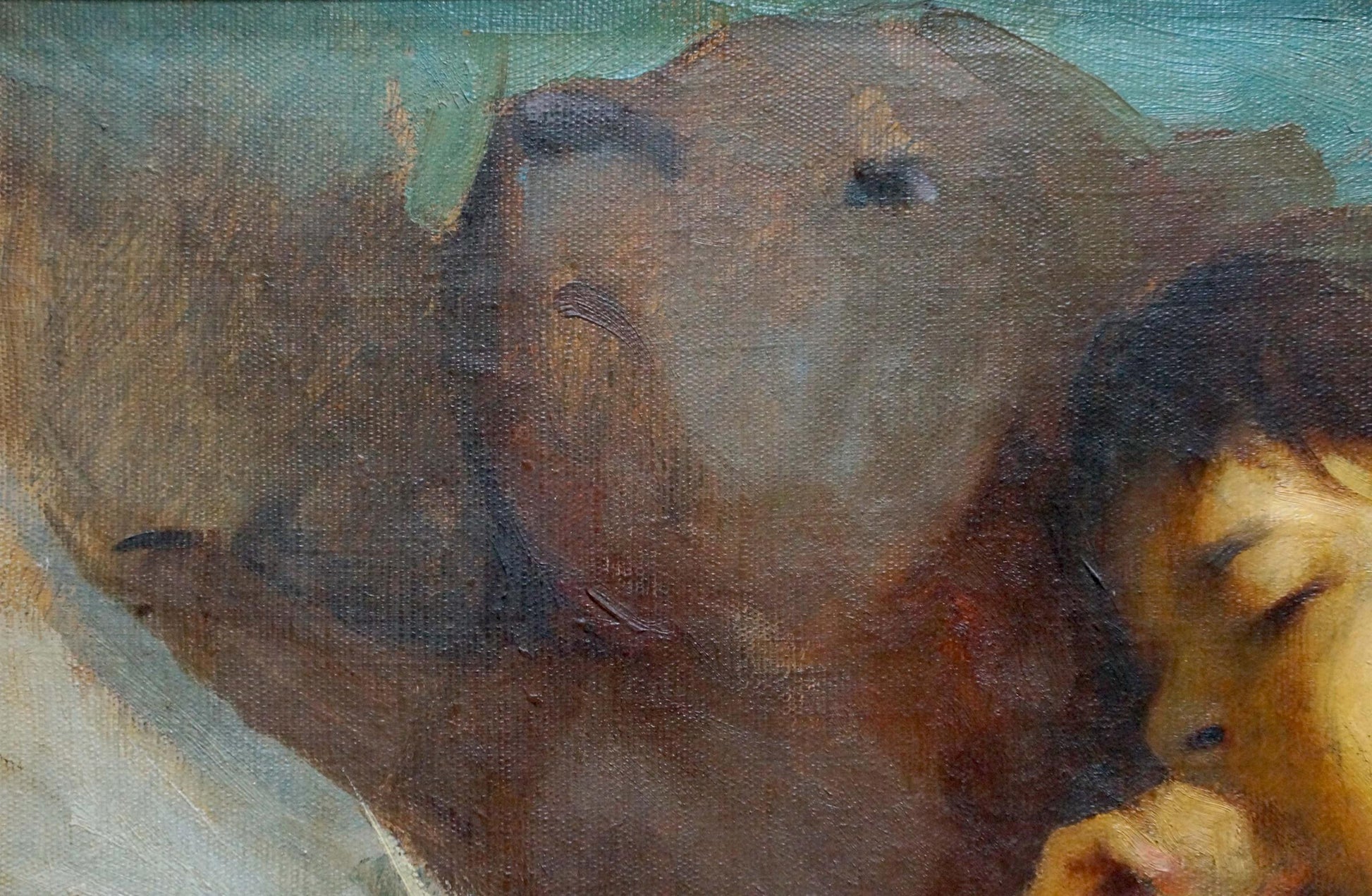 Impressionistic oil painting of daughter sleeping by Dmitry Georgievich Salov