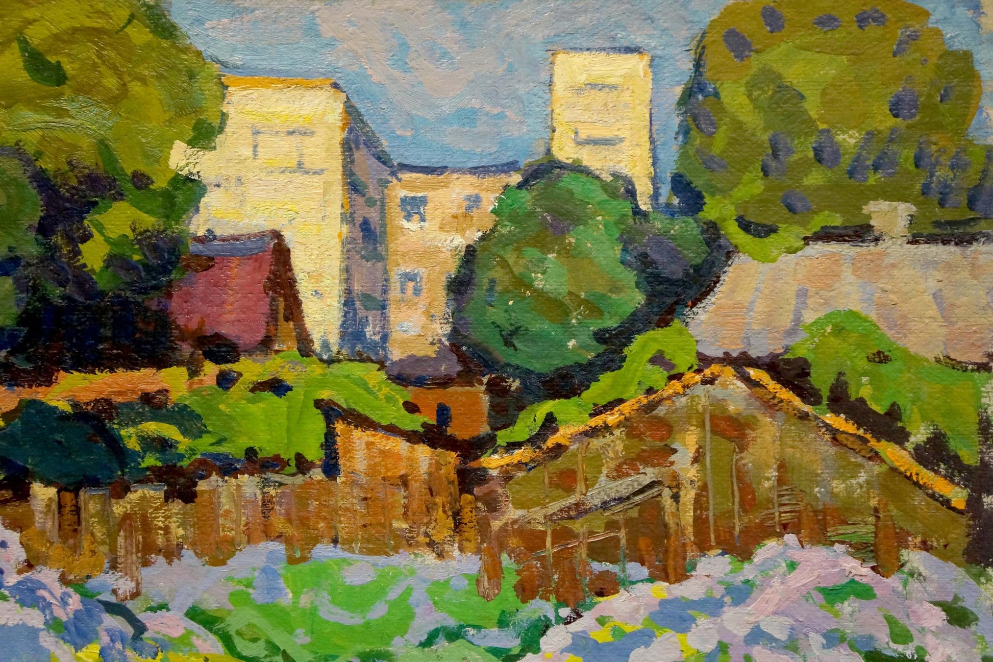 Vibrant impressionist oil painting by Ruban Grigory Savelievich with lilac blooms