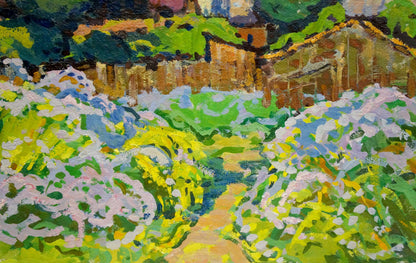 Vibrant impressionist oil painting of lilac blooms by Ruban Grigory Savelievich