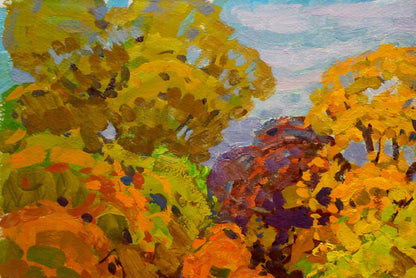 Oil painting The beauty of golden autumn by Grigory Ruban, vibrant trees