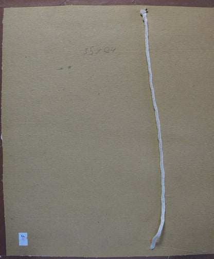 Back of Dmitry Lednev oil painting portrait with white cotton string on beige paper