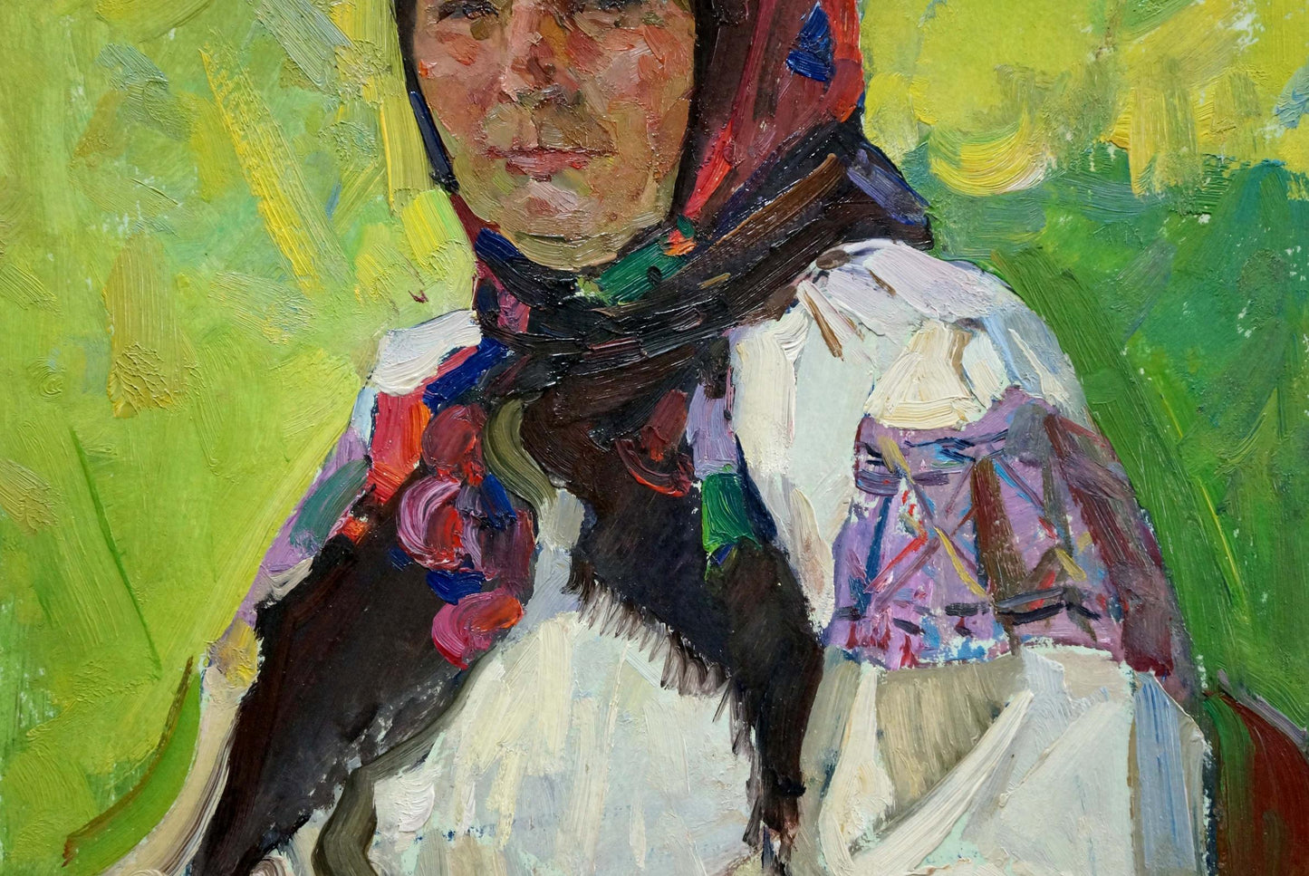 Oil painting portrait of grandmother by Zhabinsky Leonid Andreevich