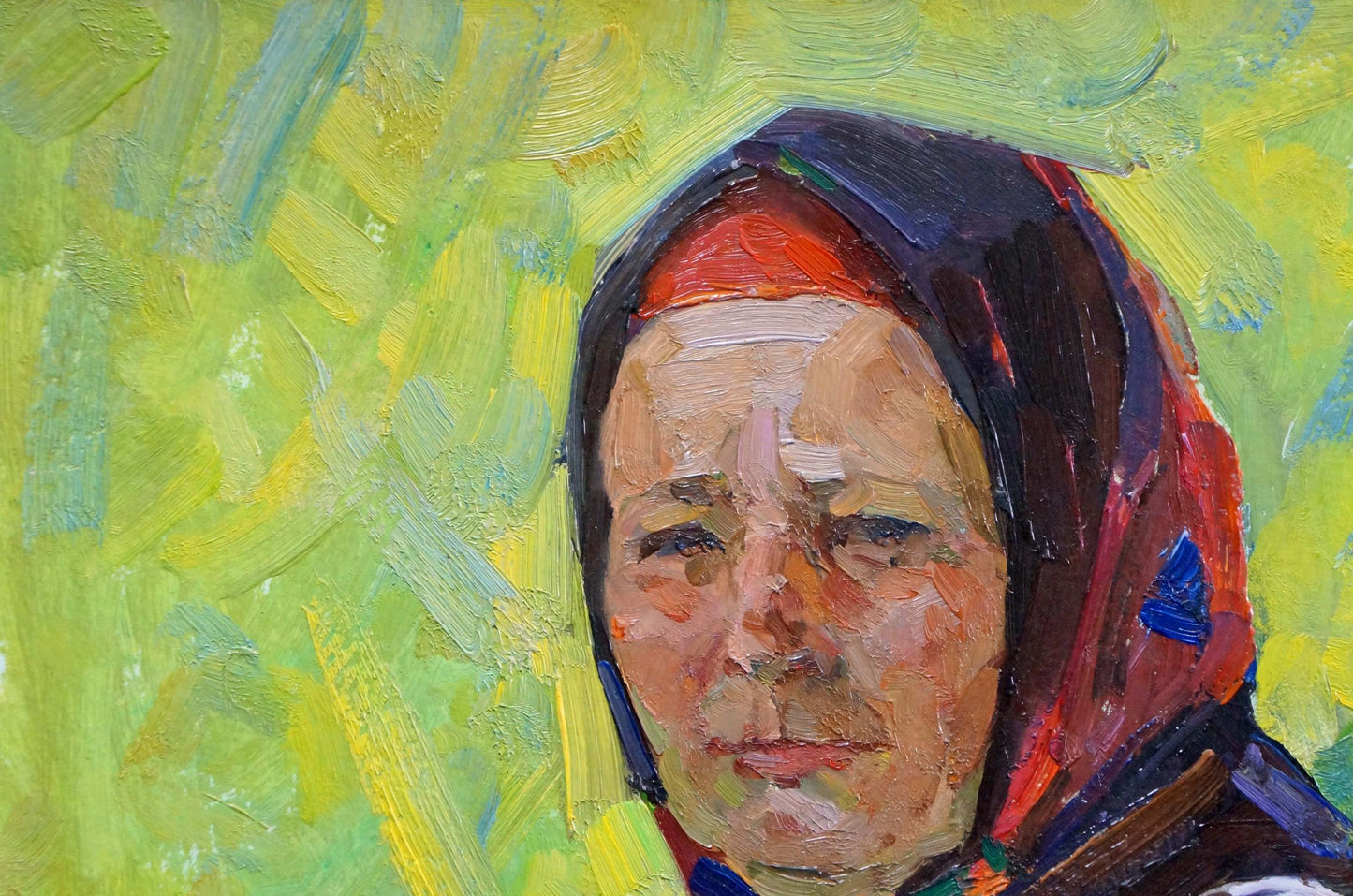Oil painting portrait of grandmother by Zhabinsky Leonid Andreevich