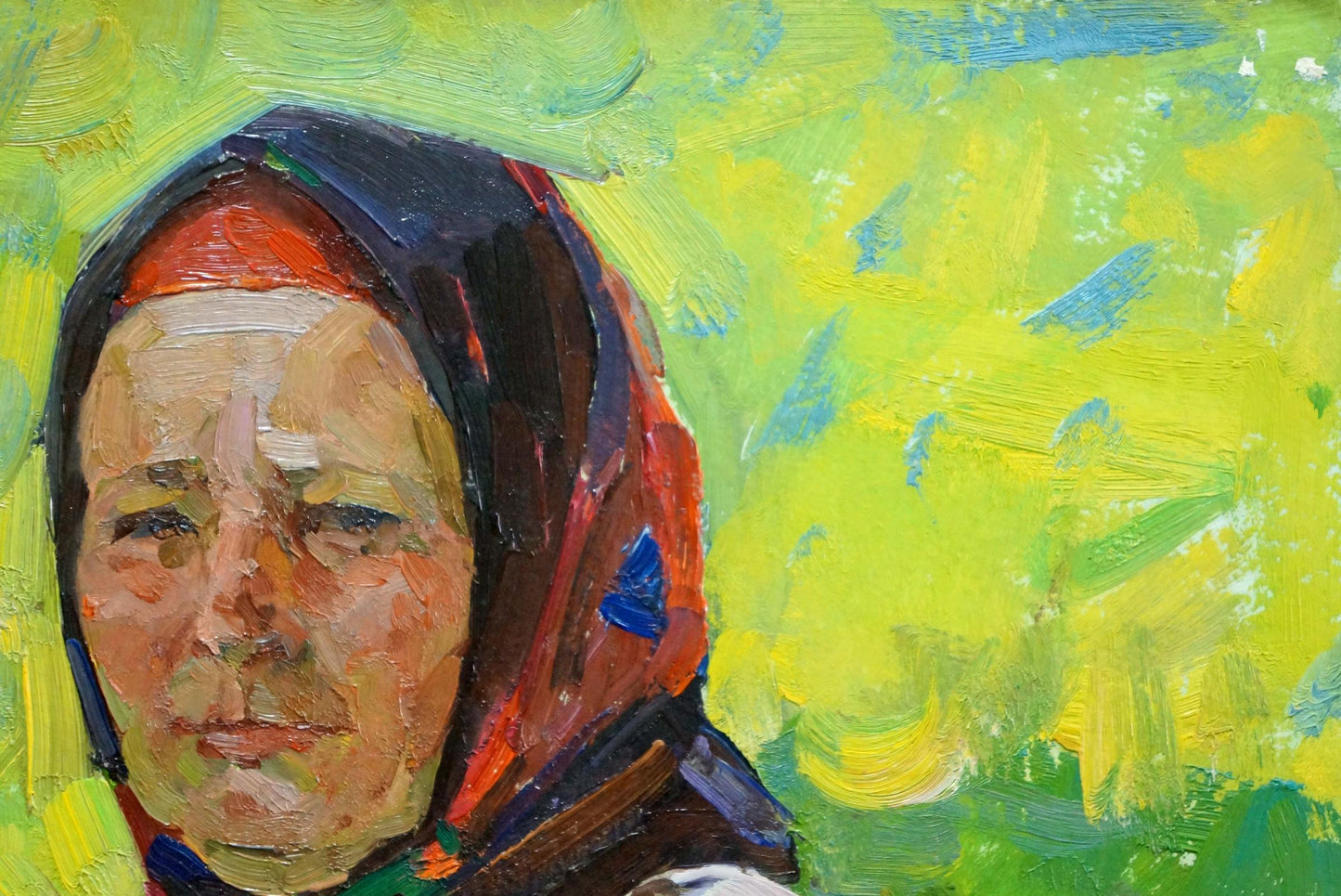 Oil painting portrait of grandmother by Zhabinsky Leonid Andreevich