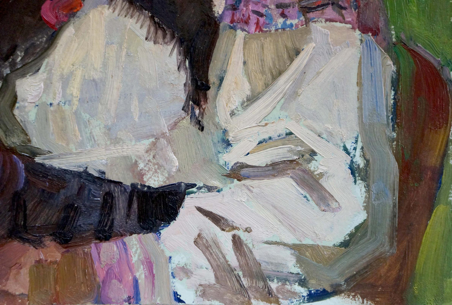 Oil painting portrait of grandmother by Zhabinsky Leonid Andreevich