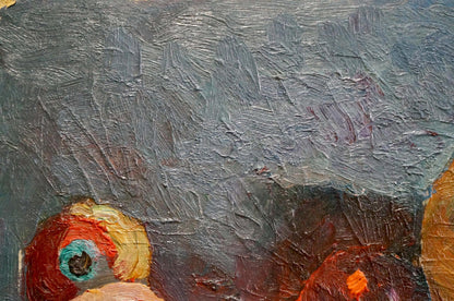 Oil painting Apples on the table by Sergeev N. S. textured gray canvas