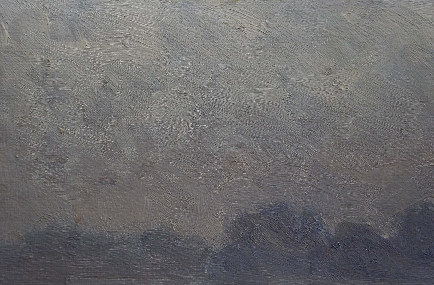 Textured grayish-blue oil painting of cloudy sky by Mordovets Andrey Nikitich, Fog