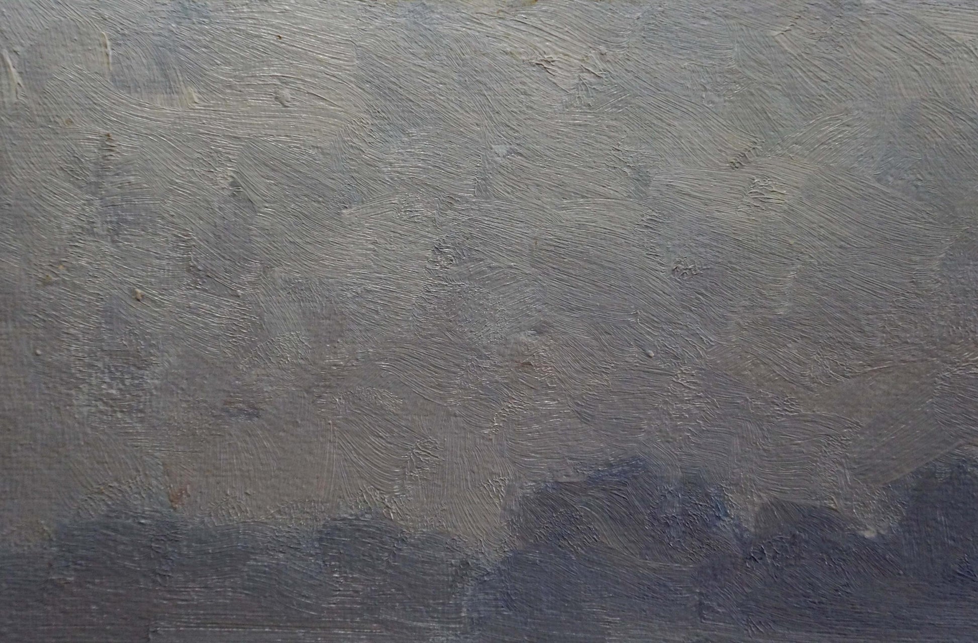 Textured grayish-blue oil painting of cloudy sky by Mordovets Andrey Nikitich, Fog