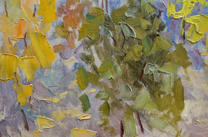 Textured impressionist oil painting Walk in the Park Zlyden by Yuriy Fedorovich