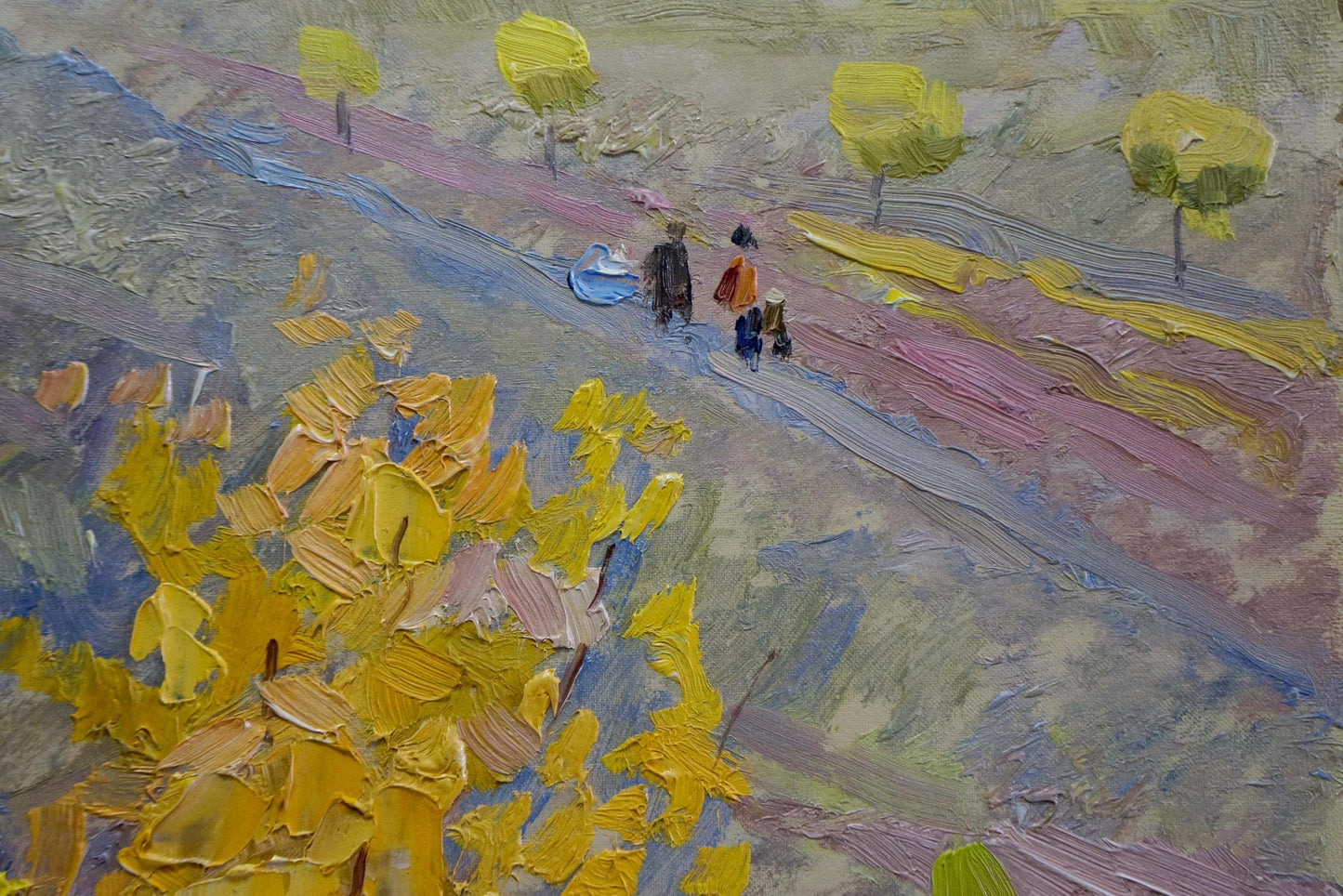 Oil painting Walk in the Park Zlyden by Yuriy Fedorovich autumn path