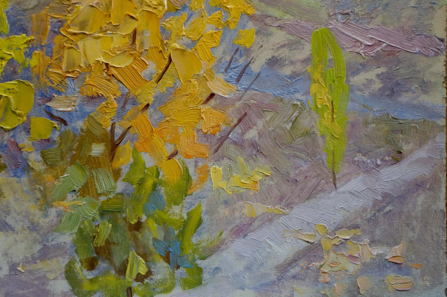 Oil painting Walk in the Park Zlyden by Yuriy Fedorovich, vibrant foliage