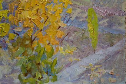 Oil painting Walk in the Park Zlyden by Yuriy Fedorovich, vibrant foliage