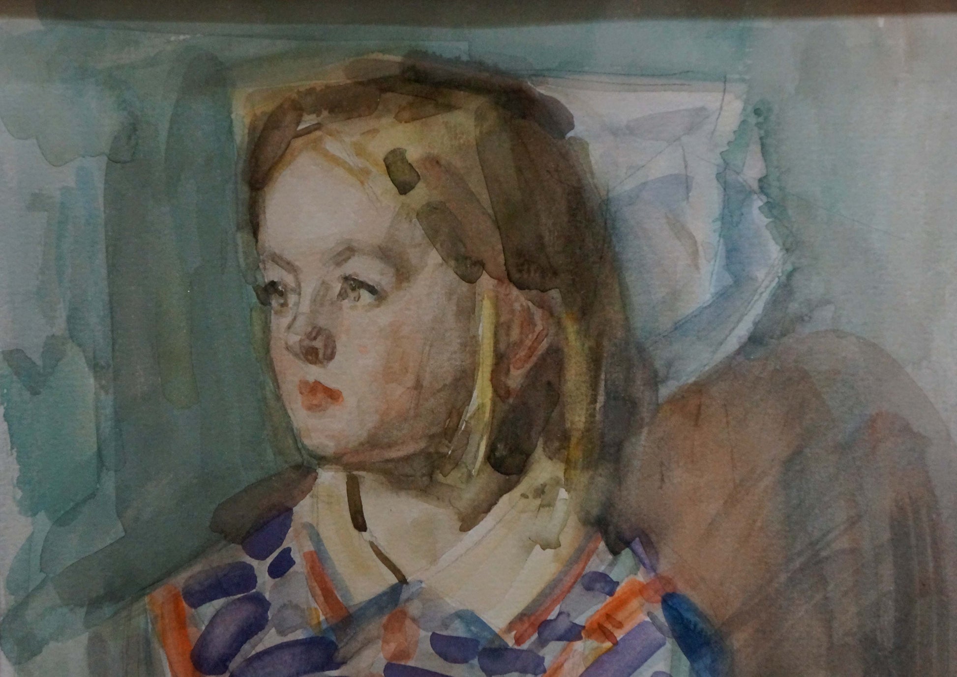 Watercolor portrait of young girl by Sergey Grigoryev