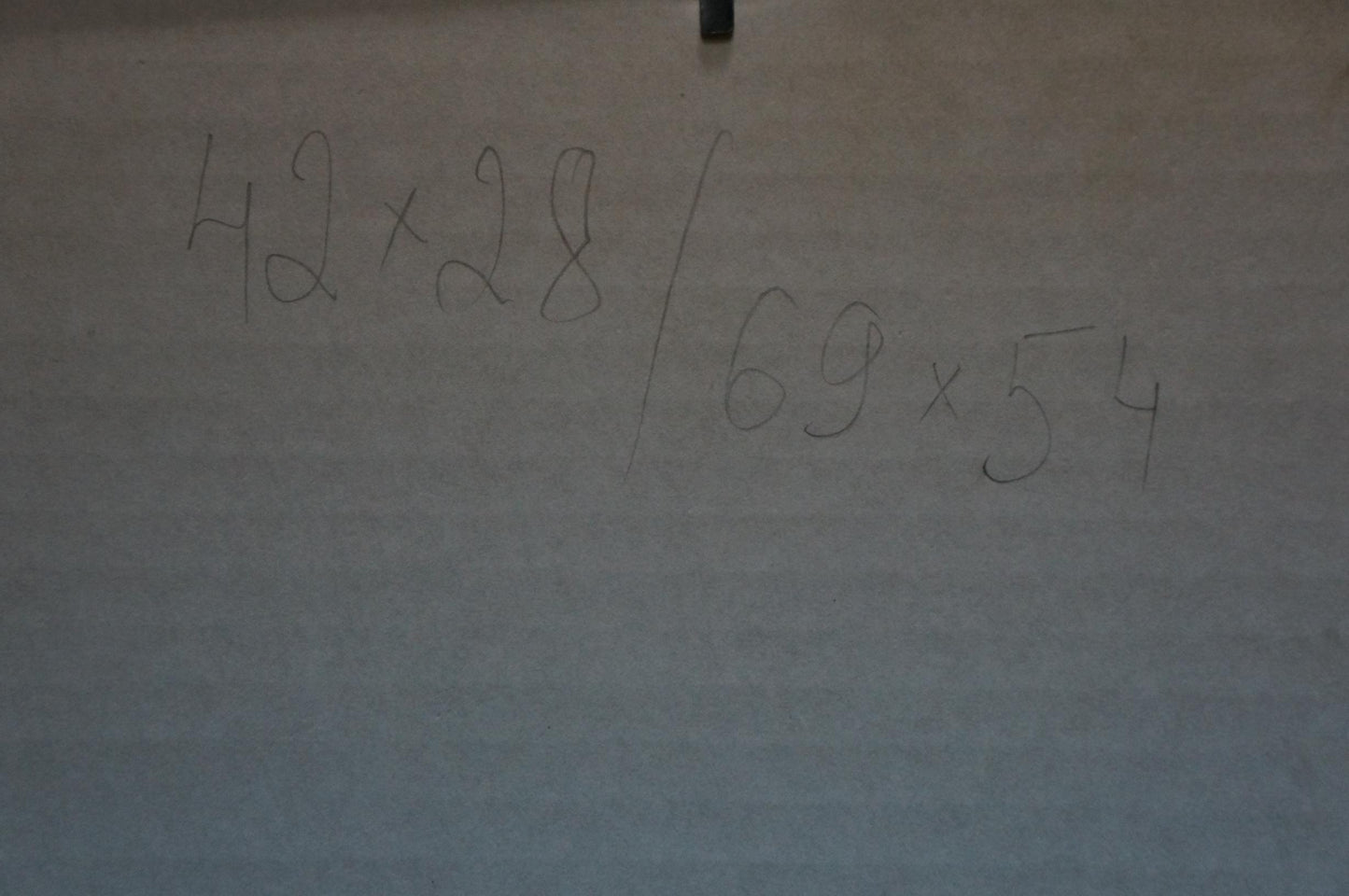 Back of Sergey Grigoryev oil painting portrait with handwritten measurements