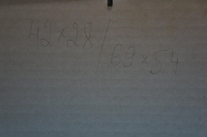 Back of Sergey Grigoryev oil painting portrait with handwritten measurements