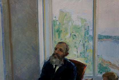 Oil painting by Tsvetkova Valentina Petrovna: man with gray beard in suit
