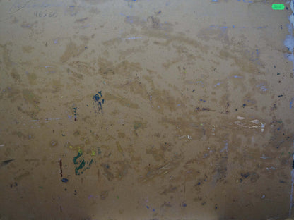 Oil painting Golden Grain Fields by Georgy Kolosovsky, weathered beige canvas back with paint splatters