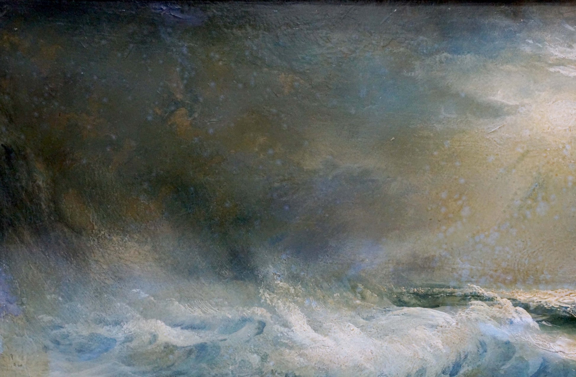 Oil painting Night sea waves by Vladimir Zebek textured turbulent ocean waves