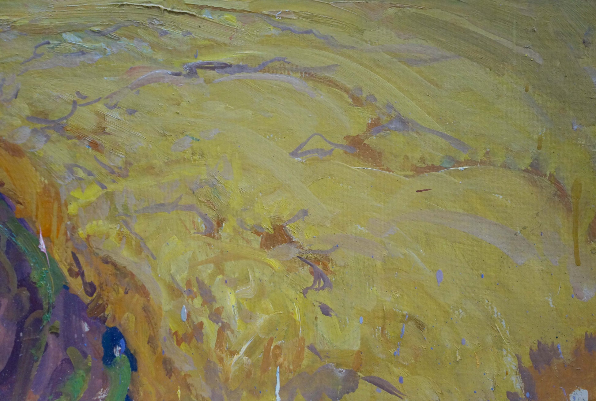 Oil painting Before the Rain by Kolosovsky Georgy Sergeevich, textured yellow orange strokes