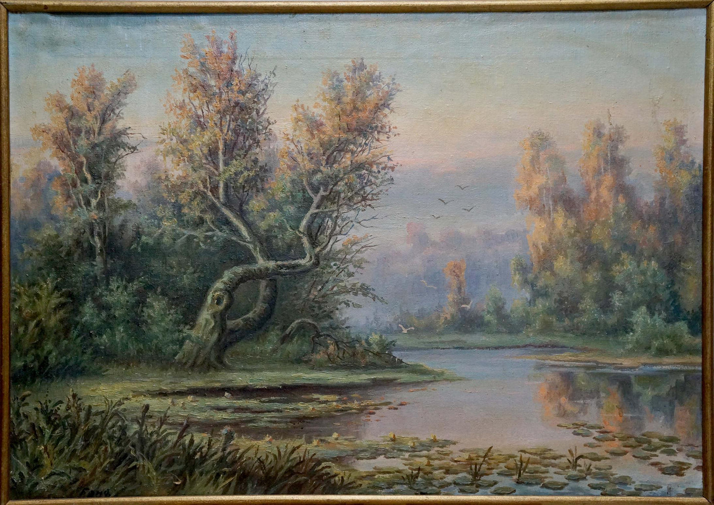 Oil painting of serene river landscape by Bonya Grigory Vasilievich