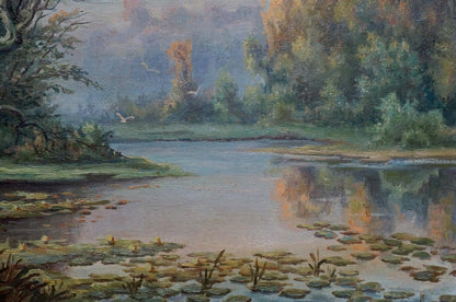 Serene oil painting of tranquil lake by Bonya Grigory Vasilievich