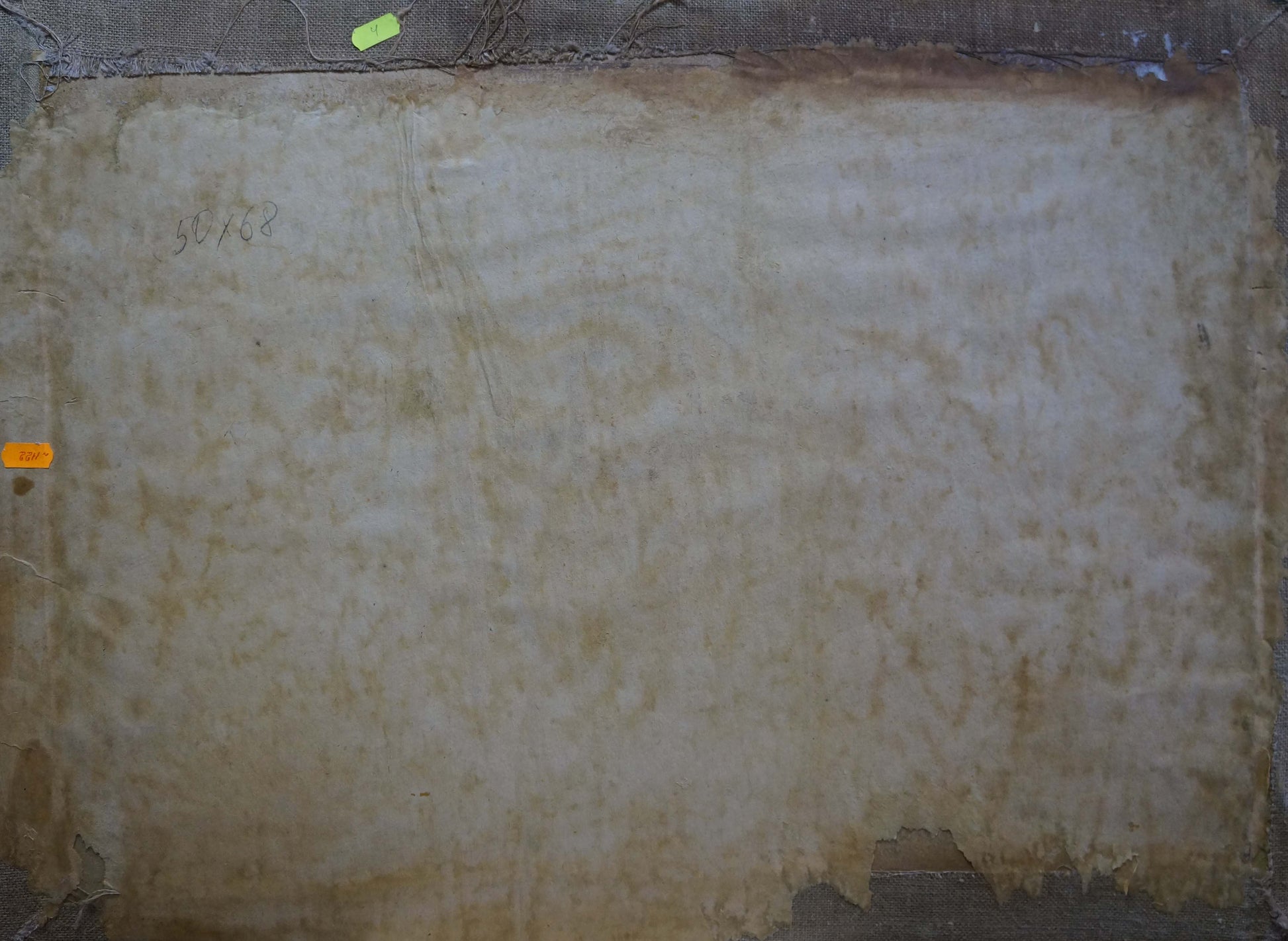 Back of weathered beige canvas for Oil painting Boats by the shore