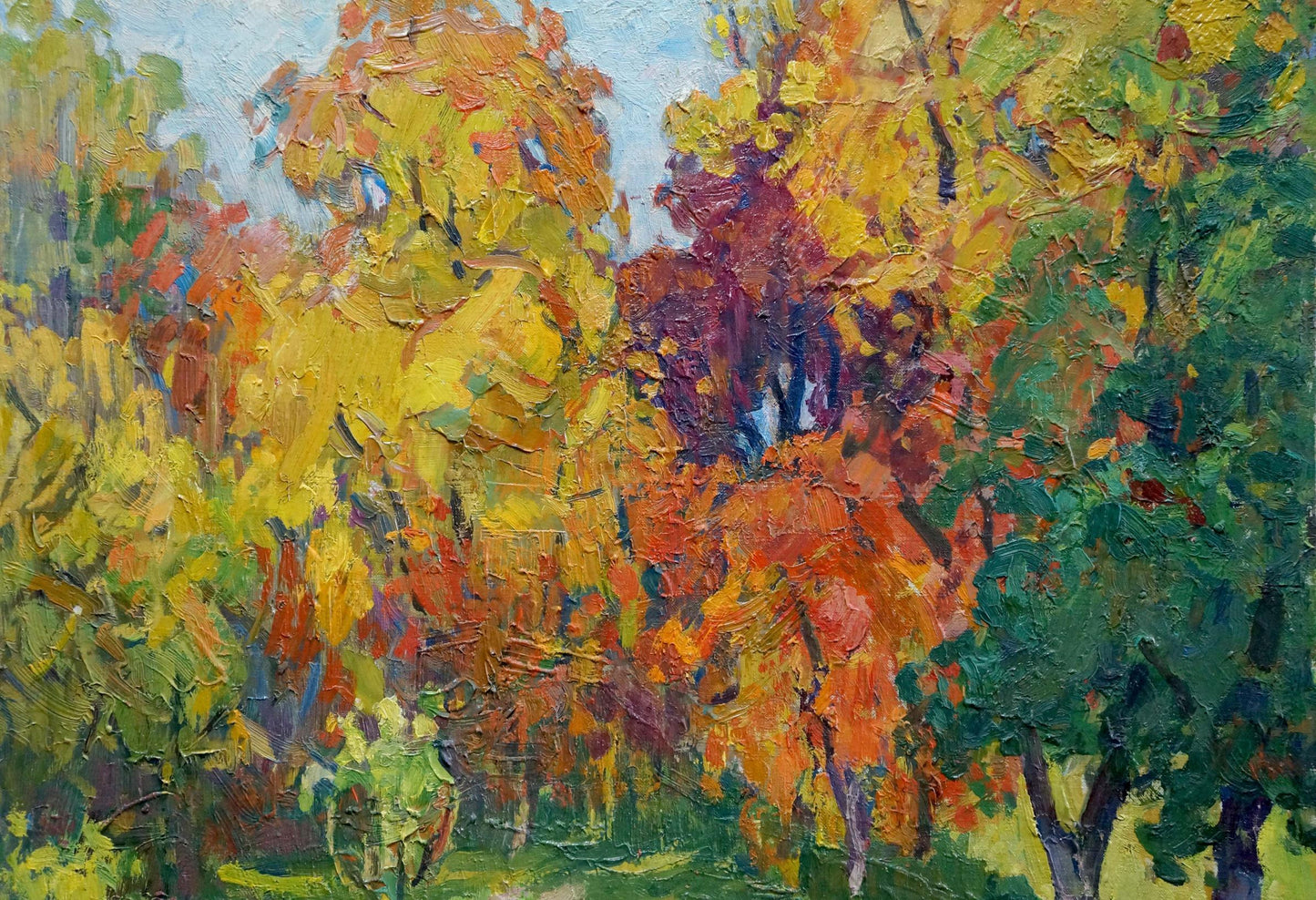 Vibrant impressionist oil painting Golden autumn by Kolosovsky Georgy Sergeevich