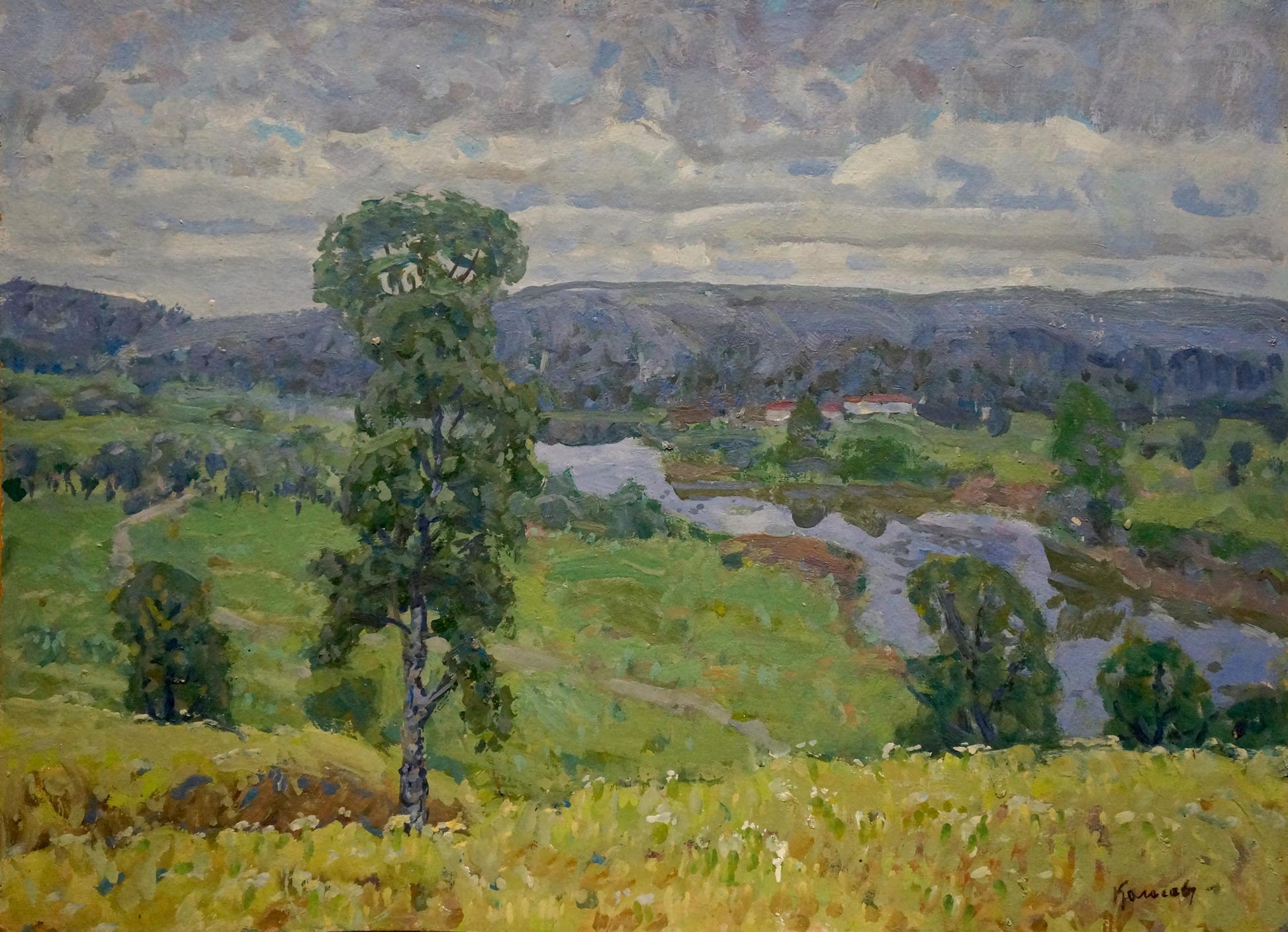 Serene impressionistic oil painting After the Rain by Kolosovsky Georgy Sergeevich