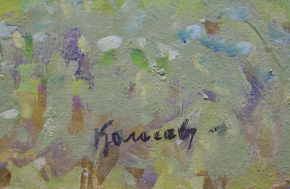 Oil painting After the Rain by Kolosovsky Georgy Sergeevich with green purple yellow brushstrokes