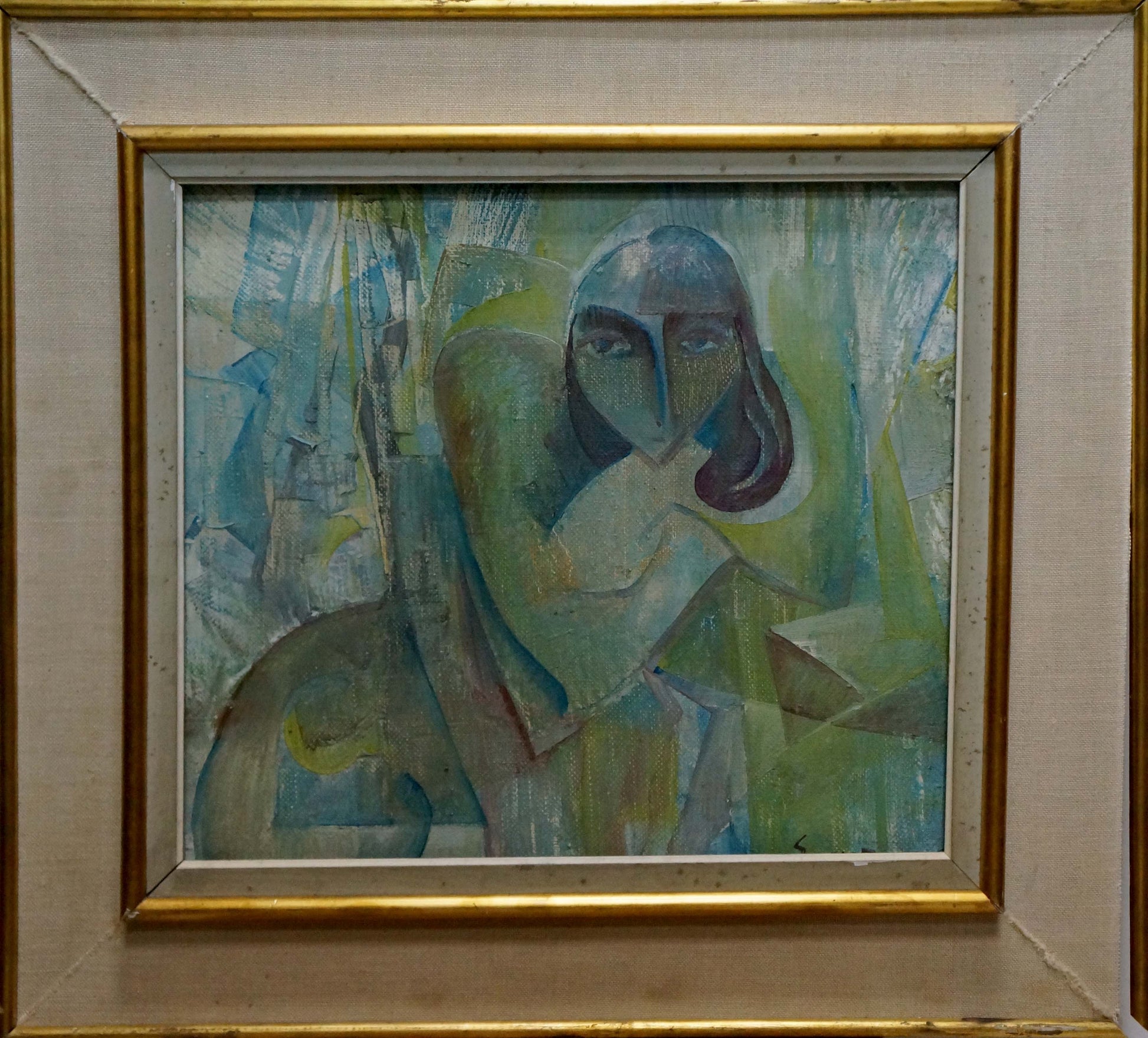 Abstract oil painting Sadness by Sokur Olga in gold frame