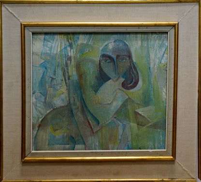 Abstract oil painting Sadness by Sokur Olga in gold frame