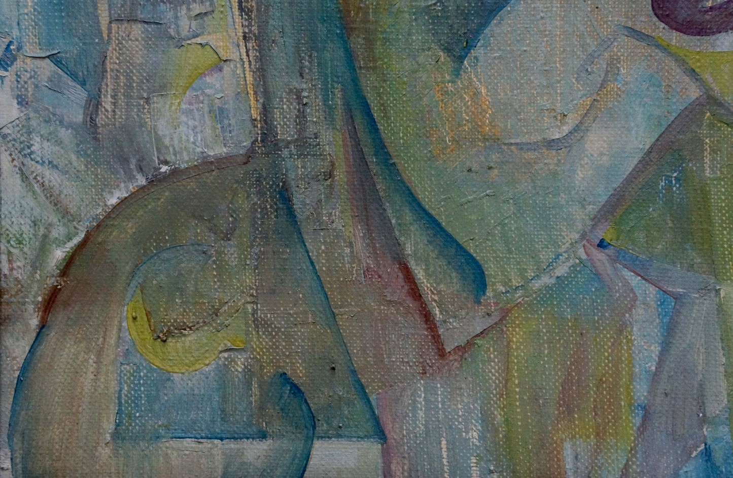 Abstract oil painting Sadness by Sokur Olga in muted blues and greens