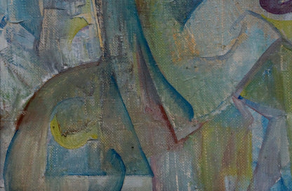Abstract oil painting Sadness by Sokur Olga in muted blues and greens