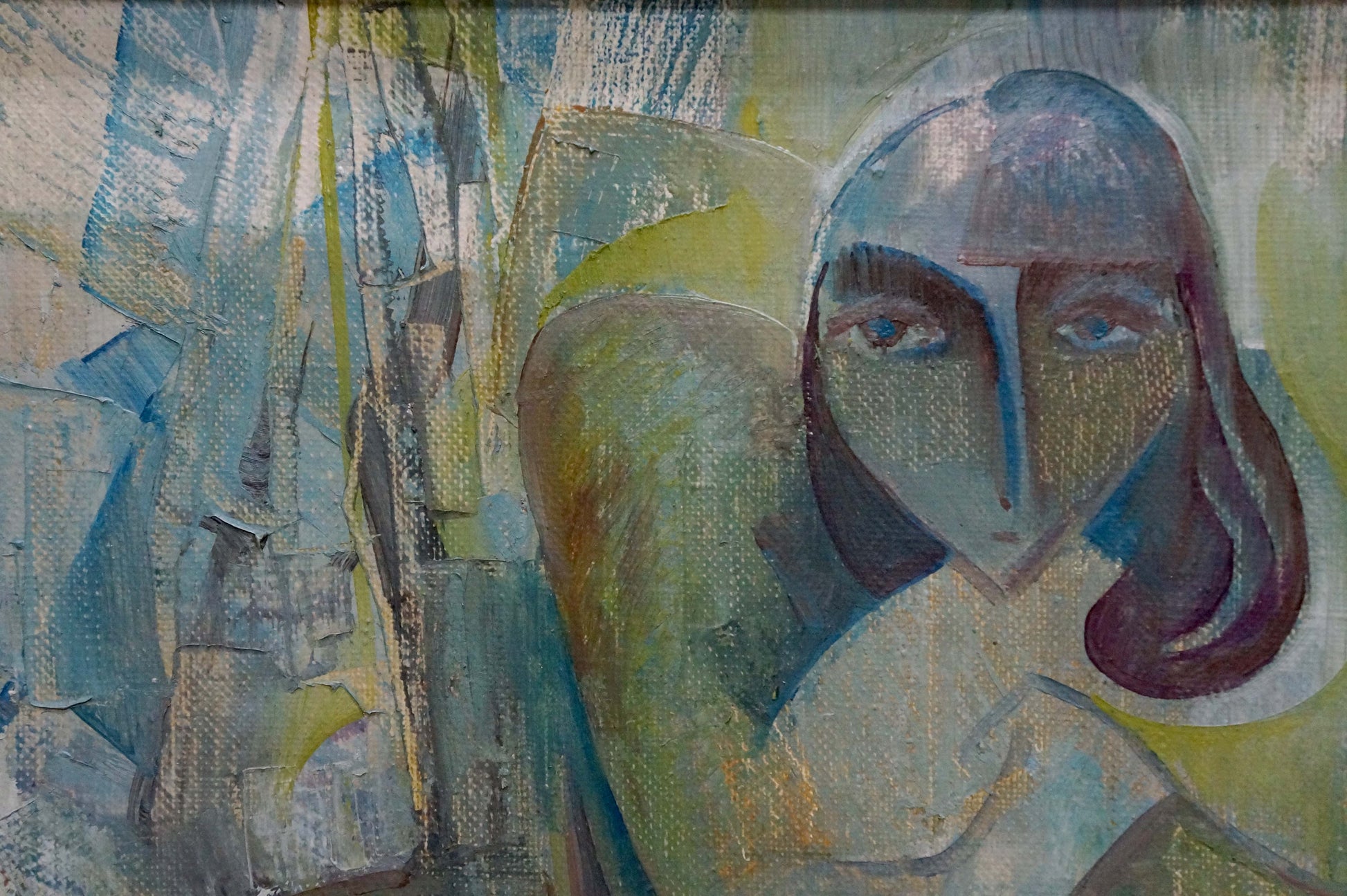 Abstract oil painting Sadness by Sokur Olga with stylized female face