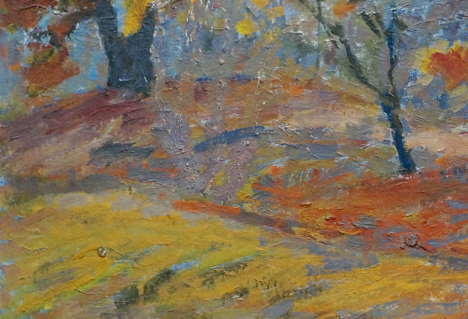Impressionistic oil painting of oak trees by Stanislav Vasilievich Petrashevsky