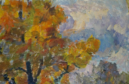 Oil painting of autumn oak trees by Petrashevsky Stanislav Vasilievich