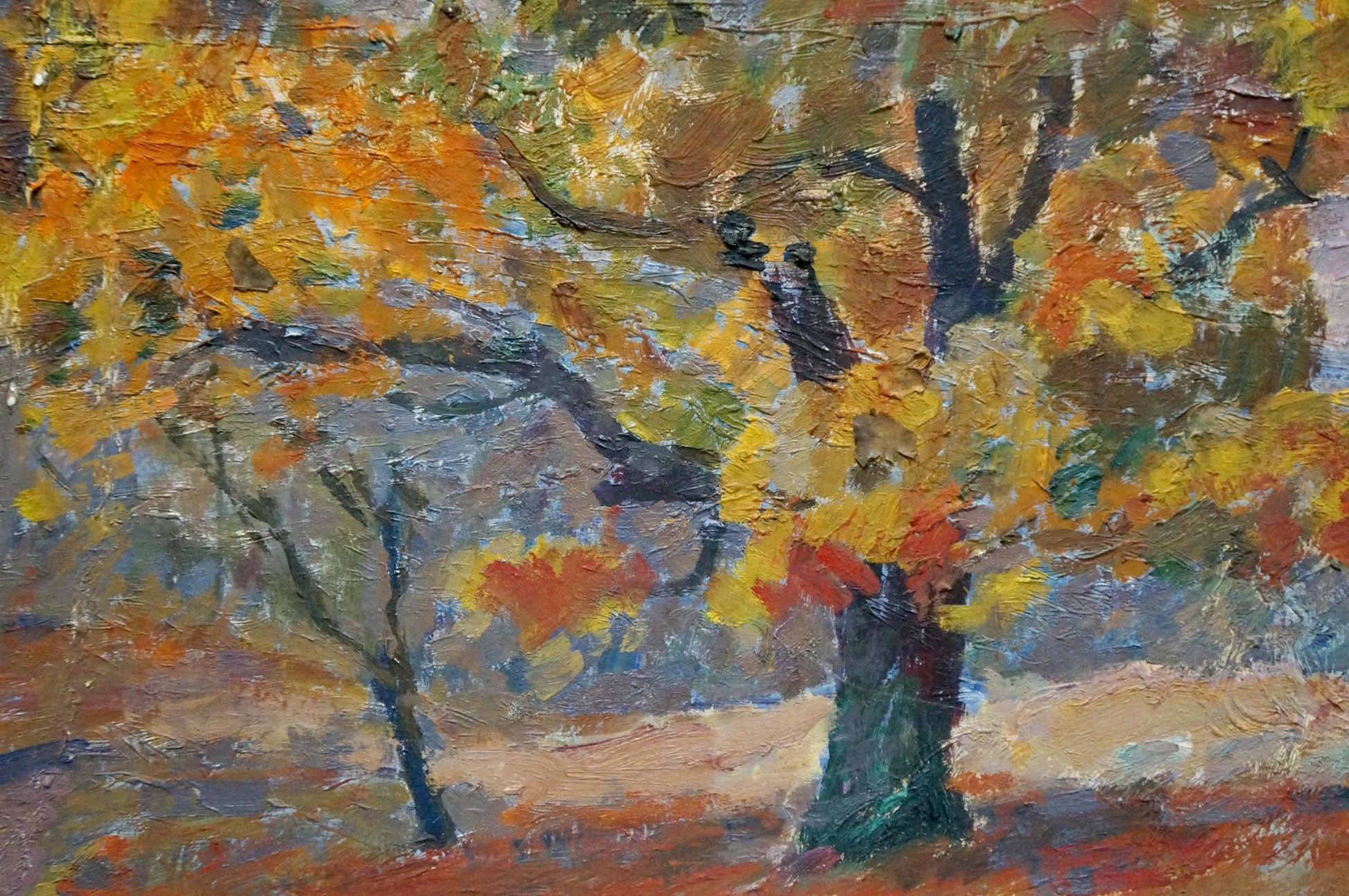 Oil painting of autumn oak trees by Petrashevsky Stanislav Vasilievich